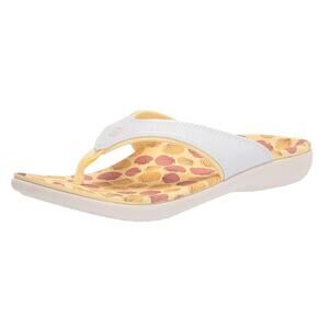 Spenco Womens Yumi Ocean Shell Sandals Size 12 White Yellow Flip Flops NWOB
